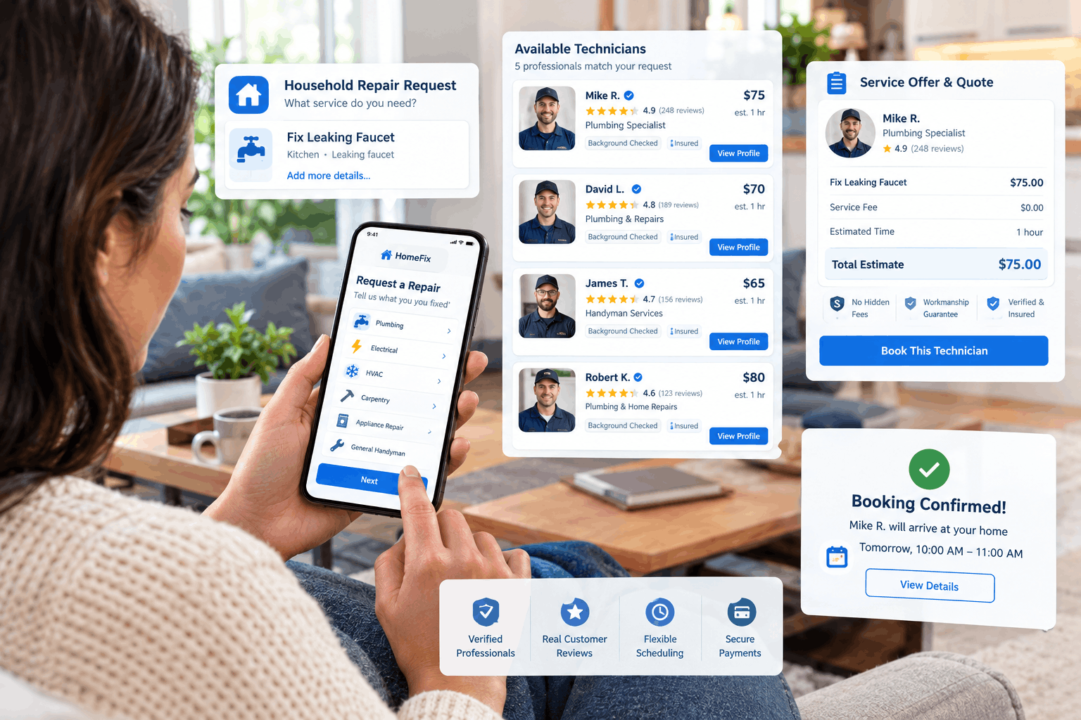 Online home-service marketplaces connecting homeowners with local technicians