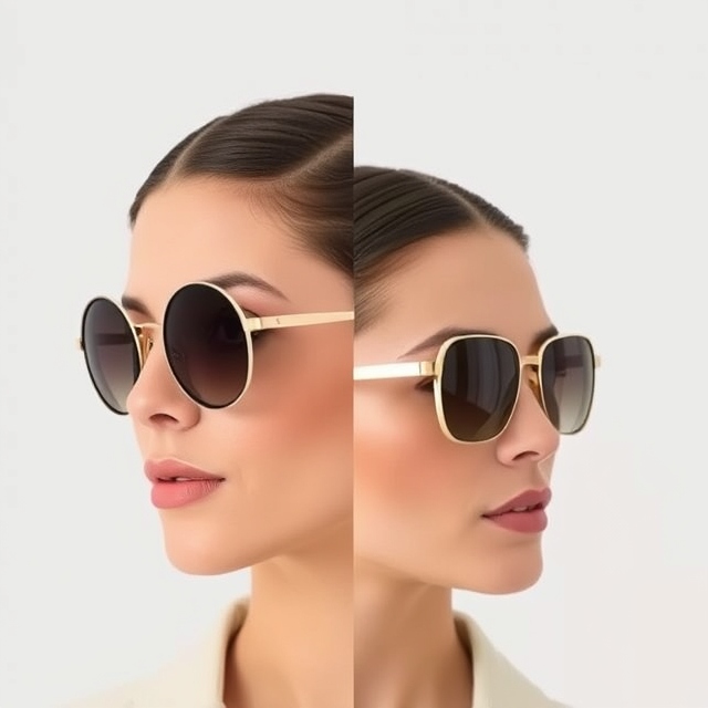 Round vs square sunglasses compared for different face shapes and proportions